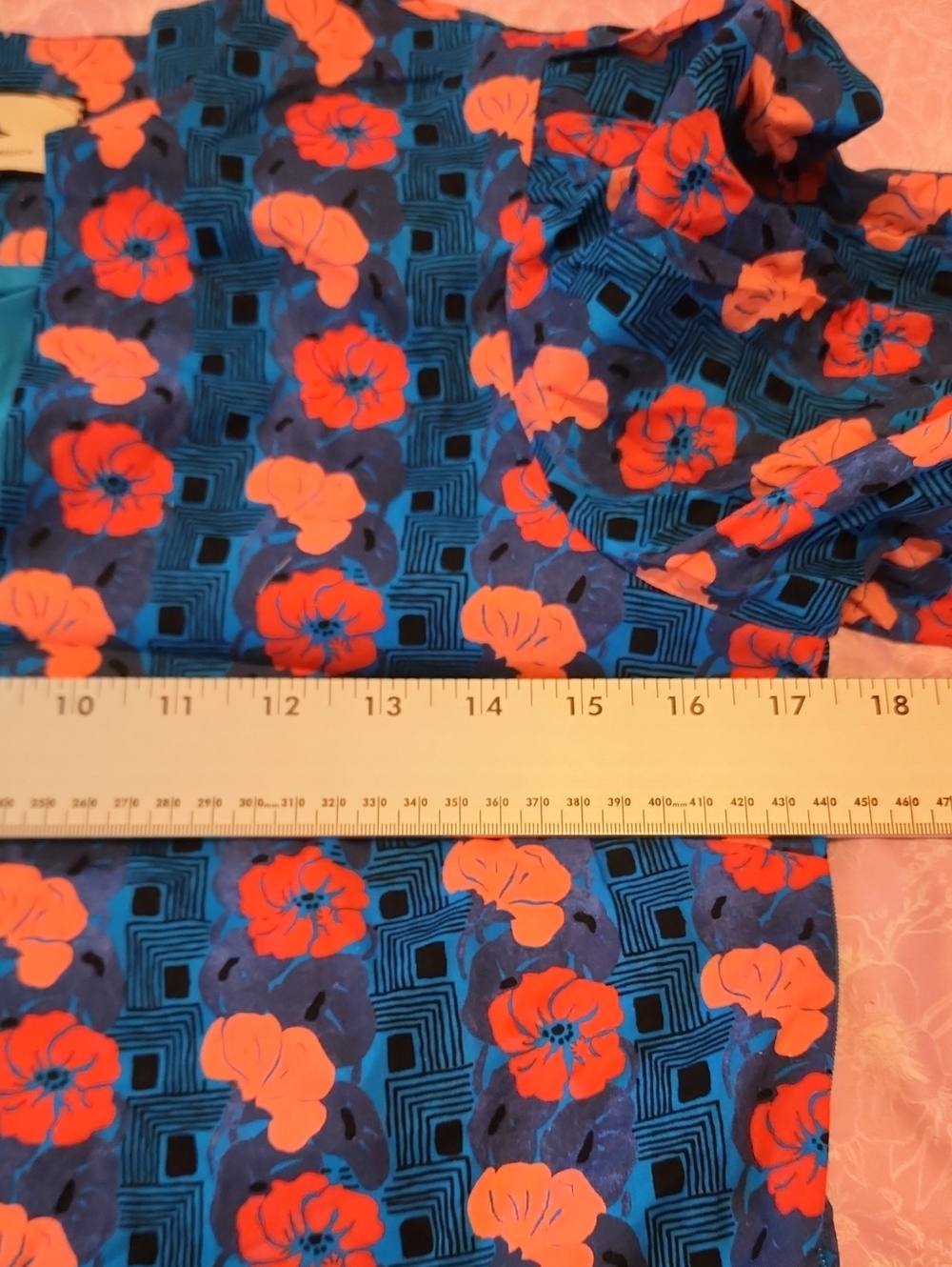 Tuckernuck Blue Floral Geometric Print Long Sleeve Mini Dress Split Neck Women's - Picture 8 of 13